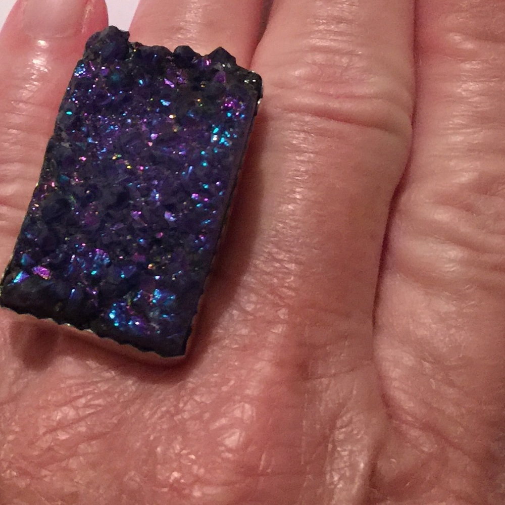 Purple Druzy Ring. Size 10